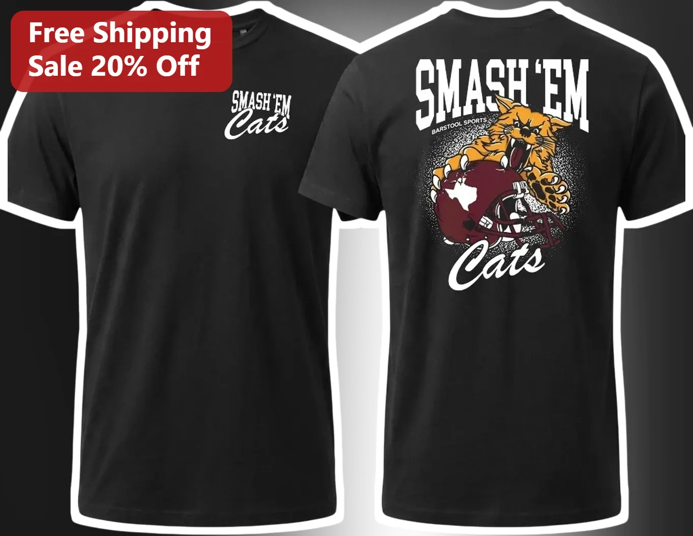 Smash Em Cats Barstool Sports Tee Game Day Football Fan Apparel