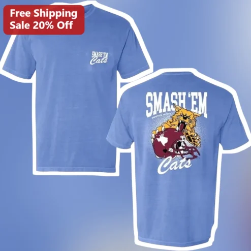 SMASH'EM Cats Tee Texas Football Wildcat Mascot Graphic Shirt Unisex