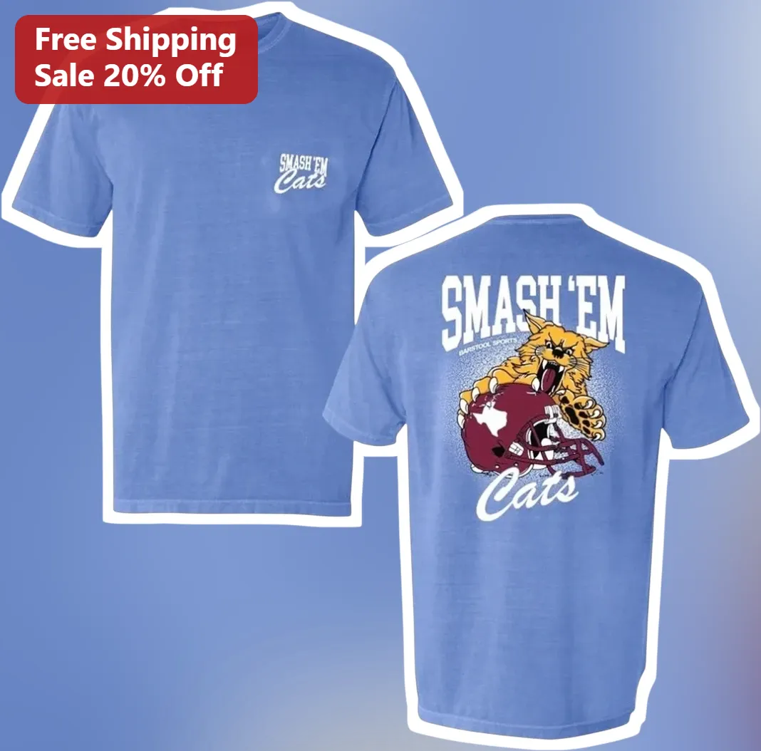 SMASH'EM Cats Tee Texas Football Wildcat Mascot Graphic Shirt Unisex