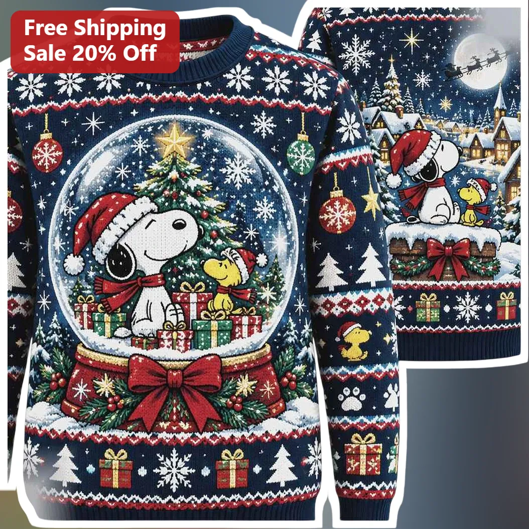 Snoopy Christmas Knit Sweater Peanuts Holiday Ugly Xmas Pullover for Women Men