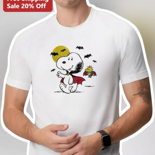 Snoopy Halloween Graphic Tee Cute Vintage Peanuts Cartoon Shirt for Men Women