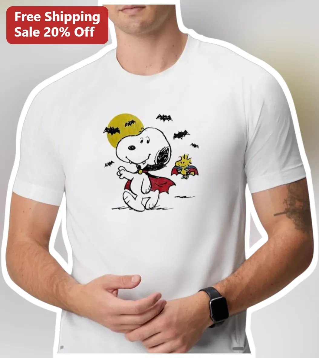 Snoopy Halloween Graphic Tee Cute Vintage Peanuts Cartoon Shirt for Men Women