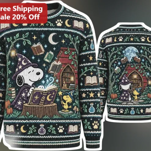 Snoopy Sweater Wizard Peanuts Ugly Christmas Knit Holiday Gift for Women Men