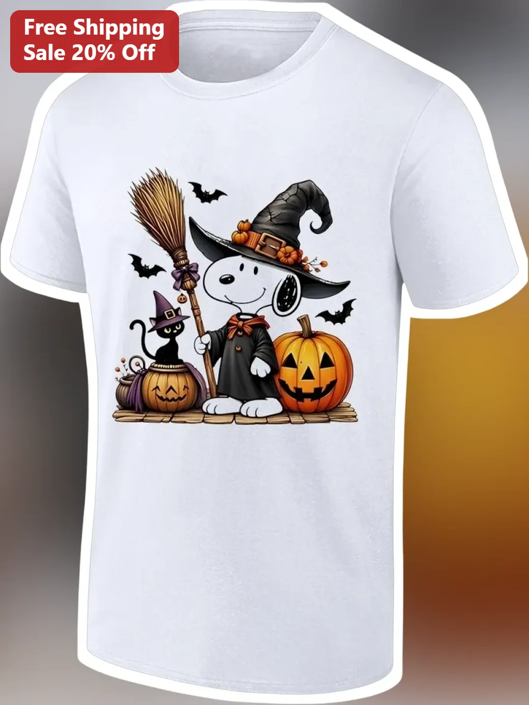 Snoopy Witch Halloween Graphic Tee for Women Men Peanuts Gang Costume Shirt