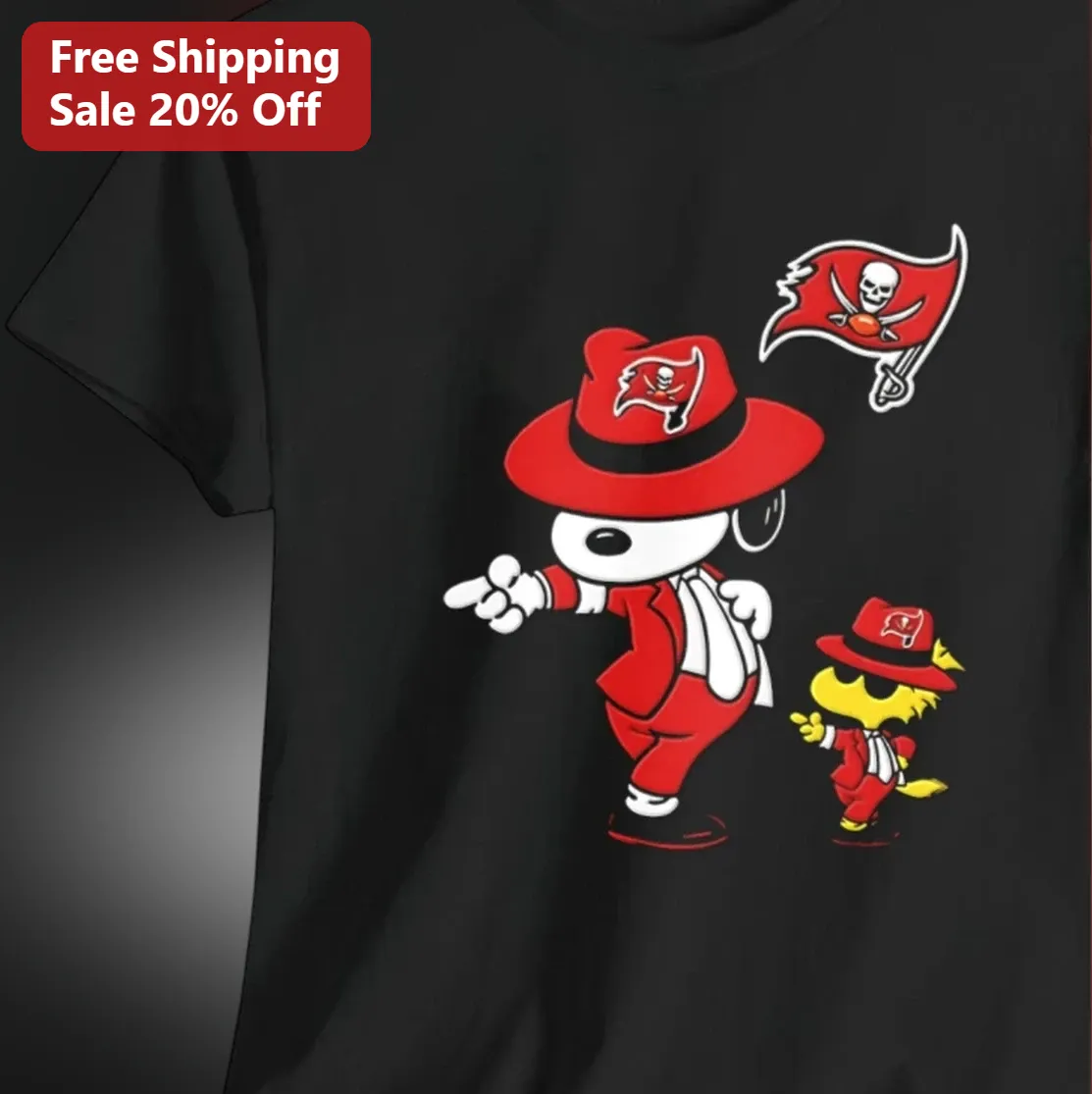 Snoopy Woodstock Tampa Bay Buccaneers Tee, Cartoon Football Fan Graphic Shirt Gift for NFL Fans