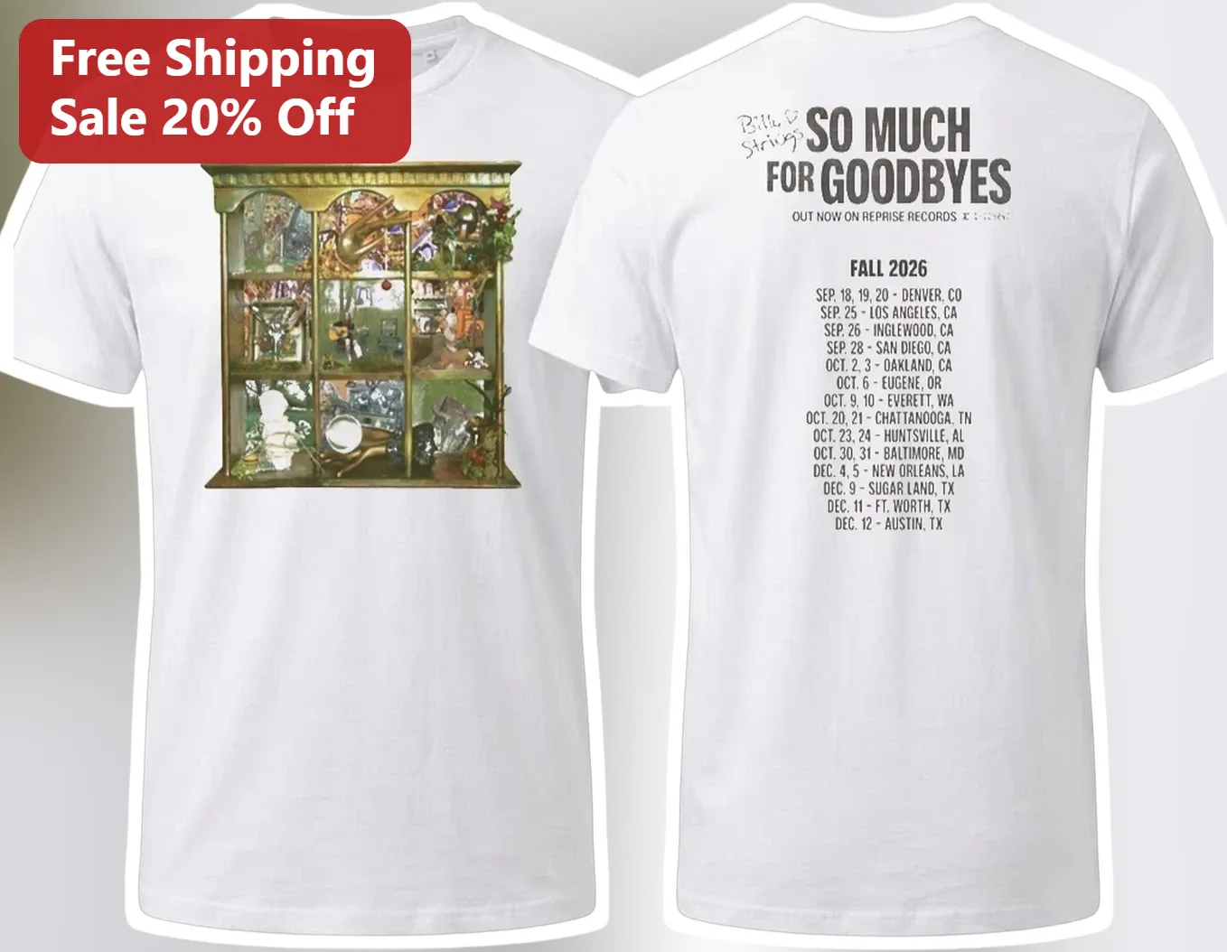 So Much For Goodbyes Fall 2026 Tour Tee Billie Marten Indie Folk Music Merch