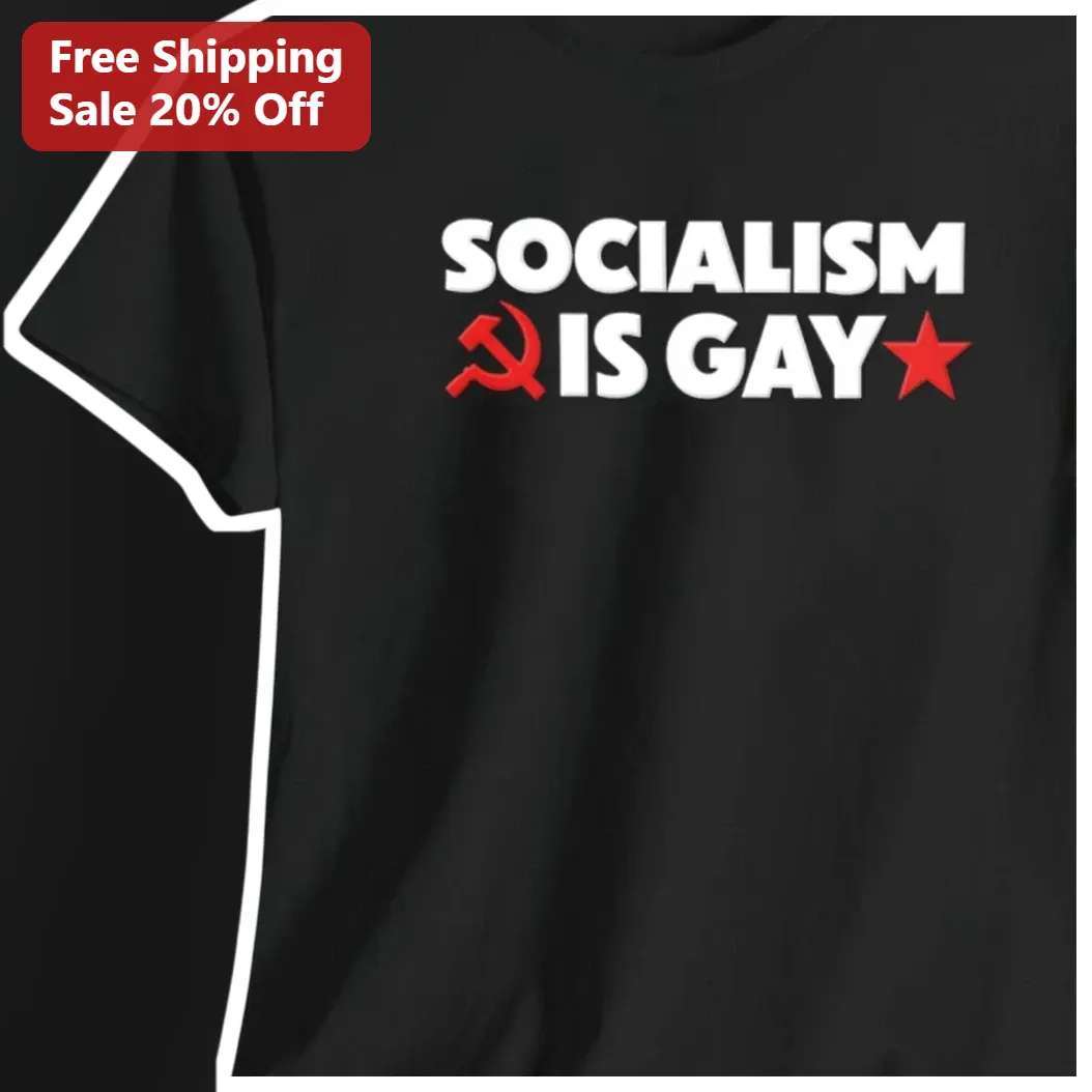 Socialism Is Gay Tee Political Pride Shirt Hammer and Sickle Star Graphic