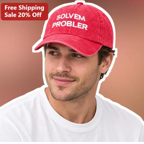 SOLVEM PROBLER Cap Vintage Washed Cotton Dad Hat Funny Meme Gift for Men