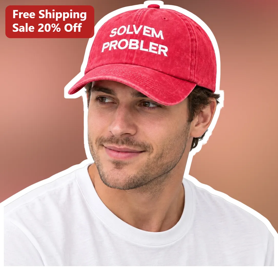 SOLVEM PROBLER Cap Vintage Washed Cotton Dad Hat Funny Meme Gift for Men