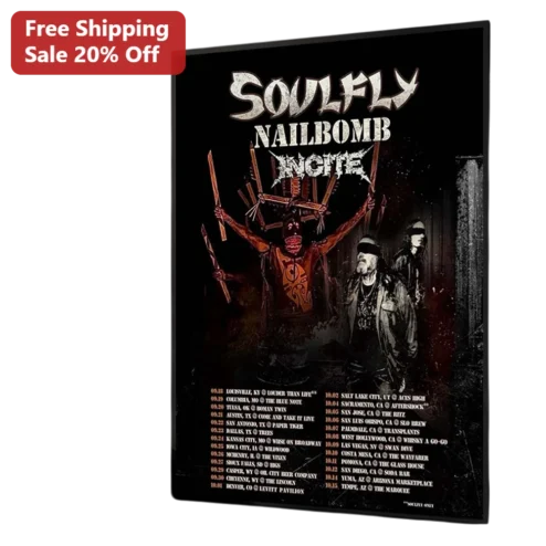 Soulfly Nailbomb Incite Poster Max Cavalera Groove Metal Band Tour Art Print