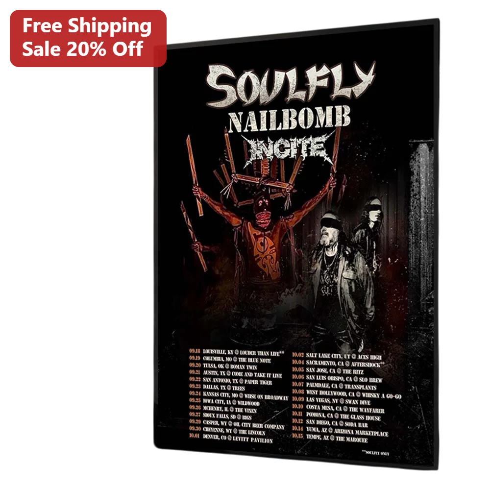 Soulfly Nailbomb Incite Poster Max Cavalera Groove Metal Band Tour Art Print