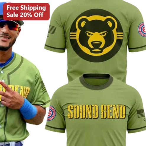 Sound Bend Jersey Baseball Bear Logo Olive Green Athletic Shirt