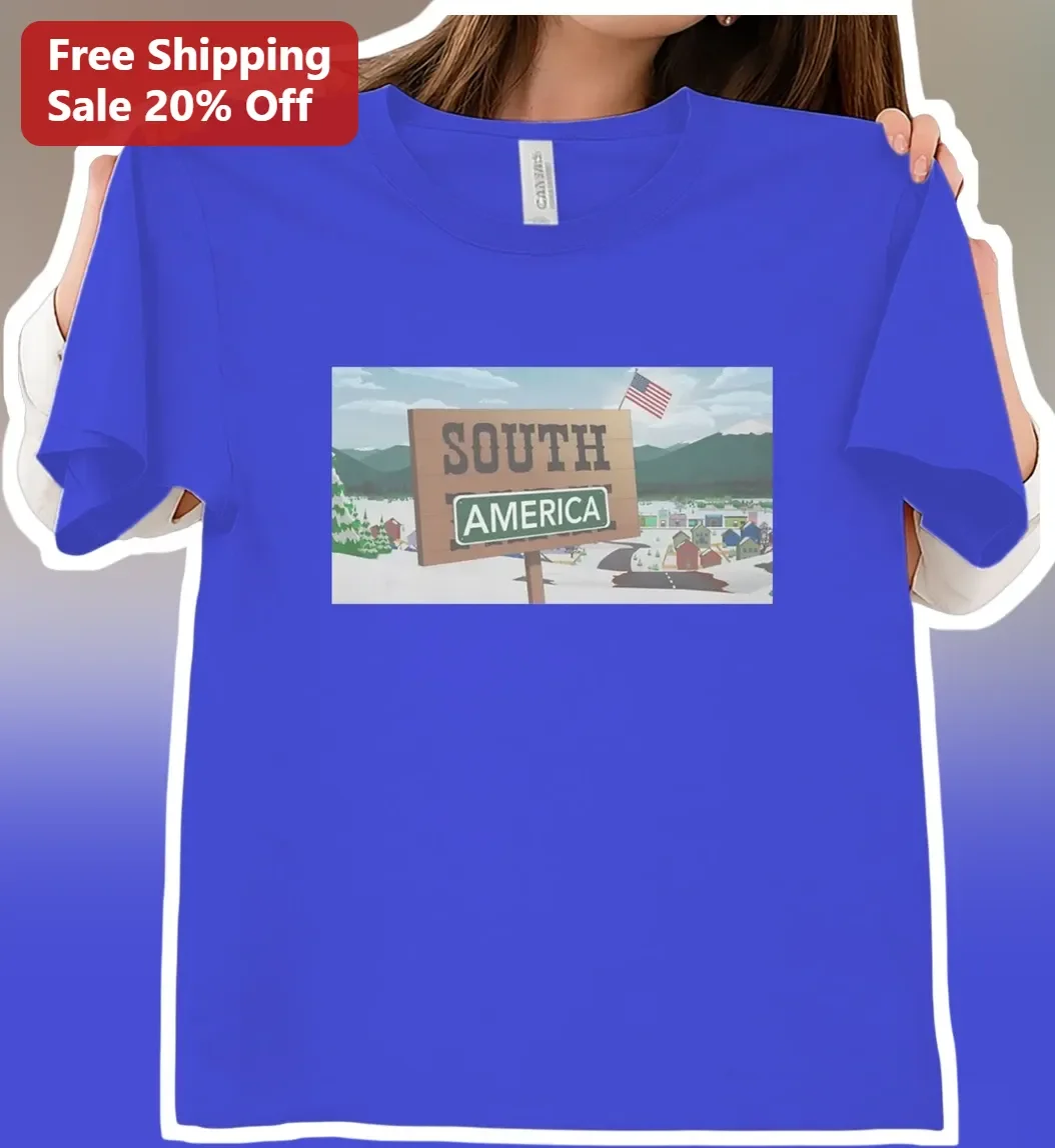 South America Tee Cartoon Landscape Signpost Graphic Shirt Travel Souvenir Gift