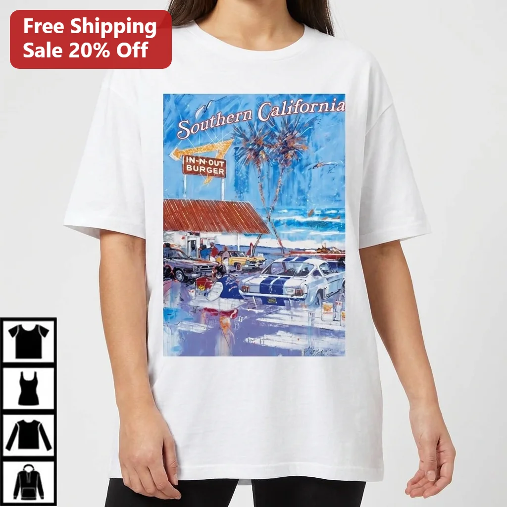 Southern California In-N-Out Burger Vintage Watercolor Tee, Retro Fast Food Fan Gift