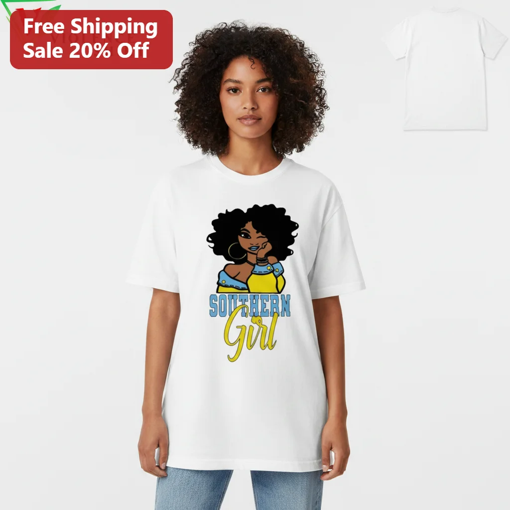 Southern Girl Tee for Women, Sassy Afro Woman Southern Pride Graphic Tee Gift for Her