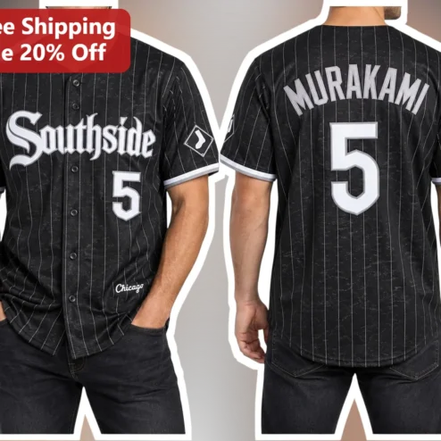 Southside Chicago Jersey Gothic Script Black Pinstripe Baseball Uniform