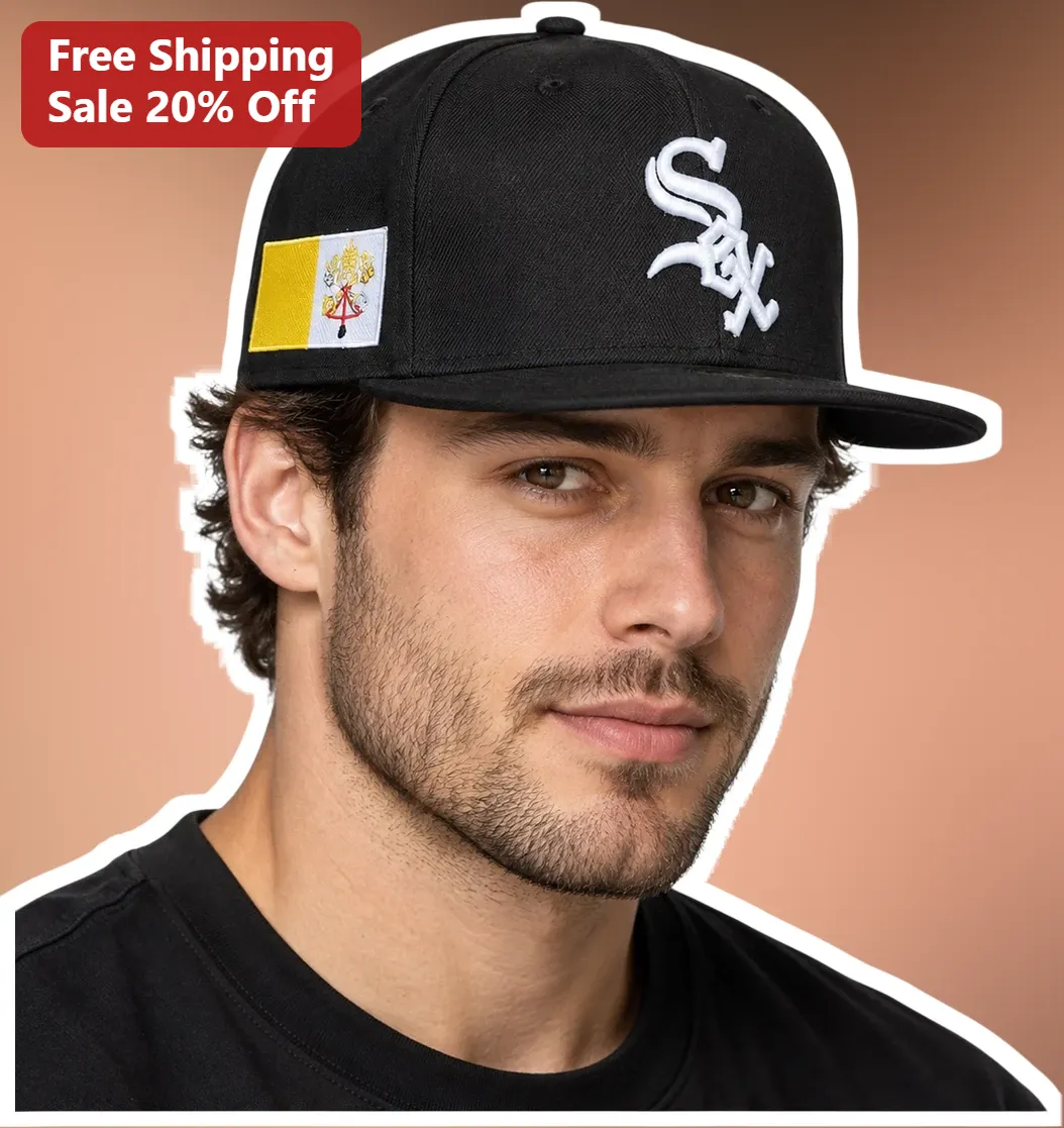 Sox Hat Black Snapback Baseball Cap With Vatican Flag Patch For Chicago White Sox Fans