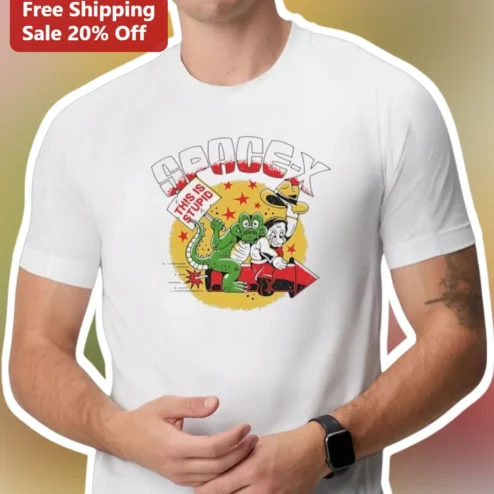 SpaceX This Is Stupid Elon Musk Retro Cartoon Alien Graphic Tee
