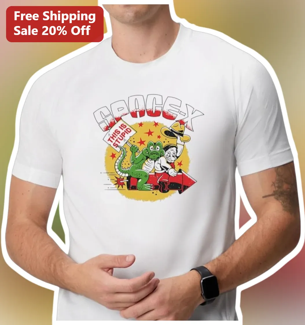 SpaceX This Is Stupid Elon Musk Retro Cartoon Alien Graphic Tee