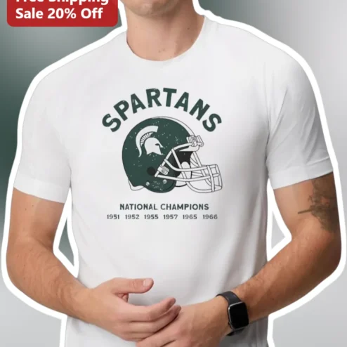 Spartans National Champions Tee Vintage MSU Michigan State Football Helmet Graphic Shirt for Men Women