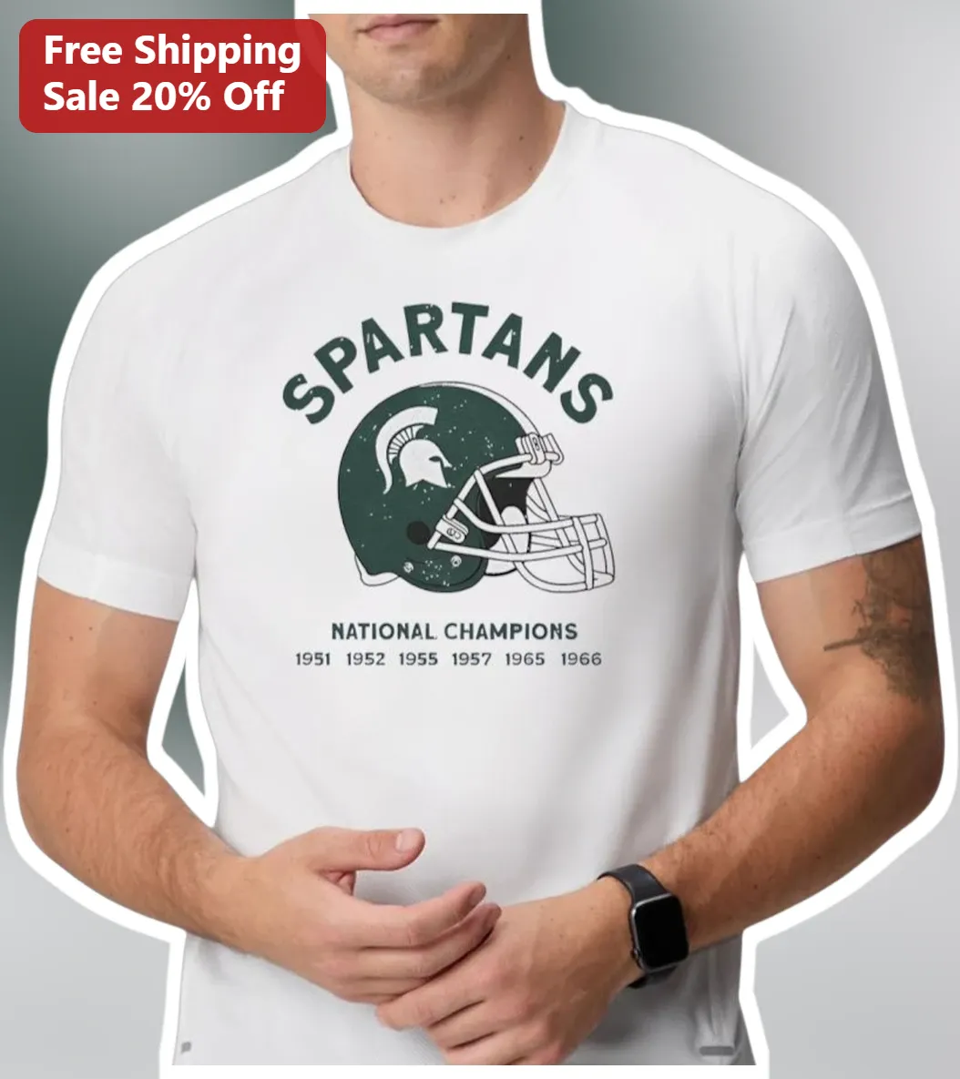 Spartans National Champions Tee Vintage MSU Michigan State Football Helmet Graphic Shirt for Men Women