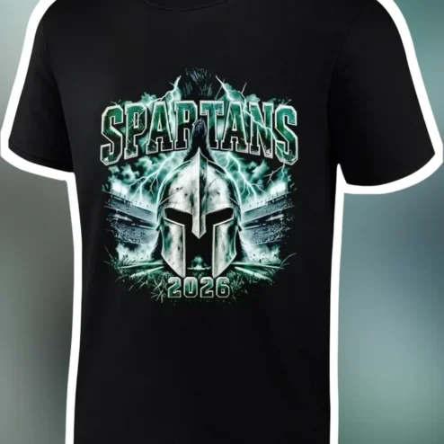 Spartans Tee Spartan Helmet Lightning Graphic T-Shirt College Football Fan Gift Apparel