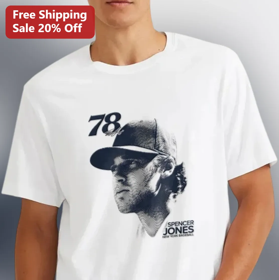 Spencer Jones 78 New York Baseball Tee, Signature Player Portrait Shirt Gift for Baseball Fans