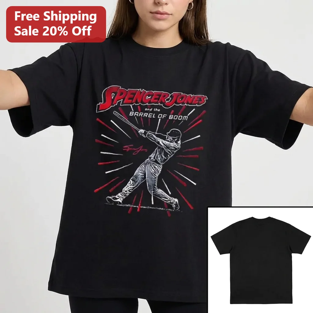 Spencer Jones And The Barrel Of Boom Tee, New York Yankees Baseball Fan Gift, Vintage Sports Graphic Tee for Men