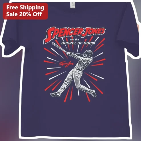 Spencer Jones And The Barrel Of Boom Vintage Baseball Tee New York Yankees Right Fielder Fan Gift