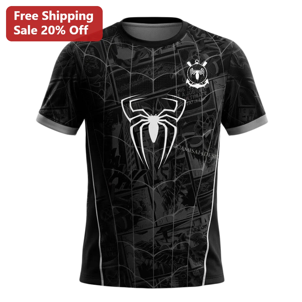 Spider-Man Tee Vintage Comic Book Panels All Over Print Black Graphic Shirt