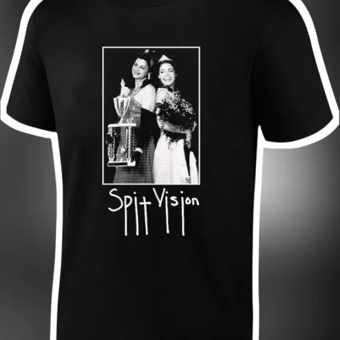 Spit Vision Tee Retro Halftone Beauty Pageant Graphic Shirt Vintage Grunge Aesthetic Apparel