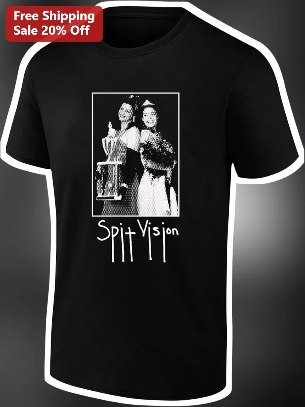 Spit Vision Tee Retro Halftone Beauty Pageant Graphic Shirt Vintage Grunge Aesthetic Apparel