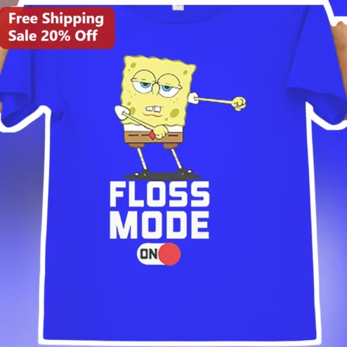 SpongeBob SquarePants Floss Mode On Graphic Tee Funny Meme Shirt for Kids Teens