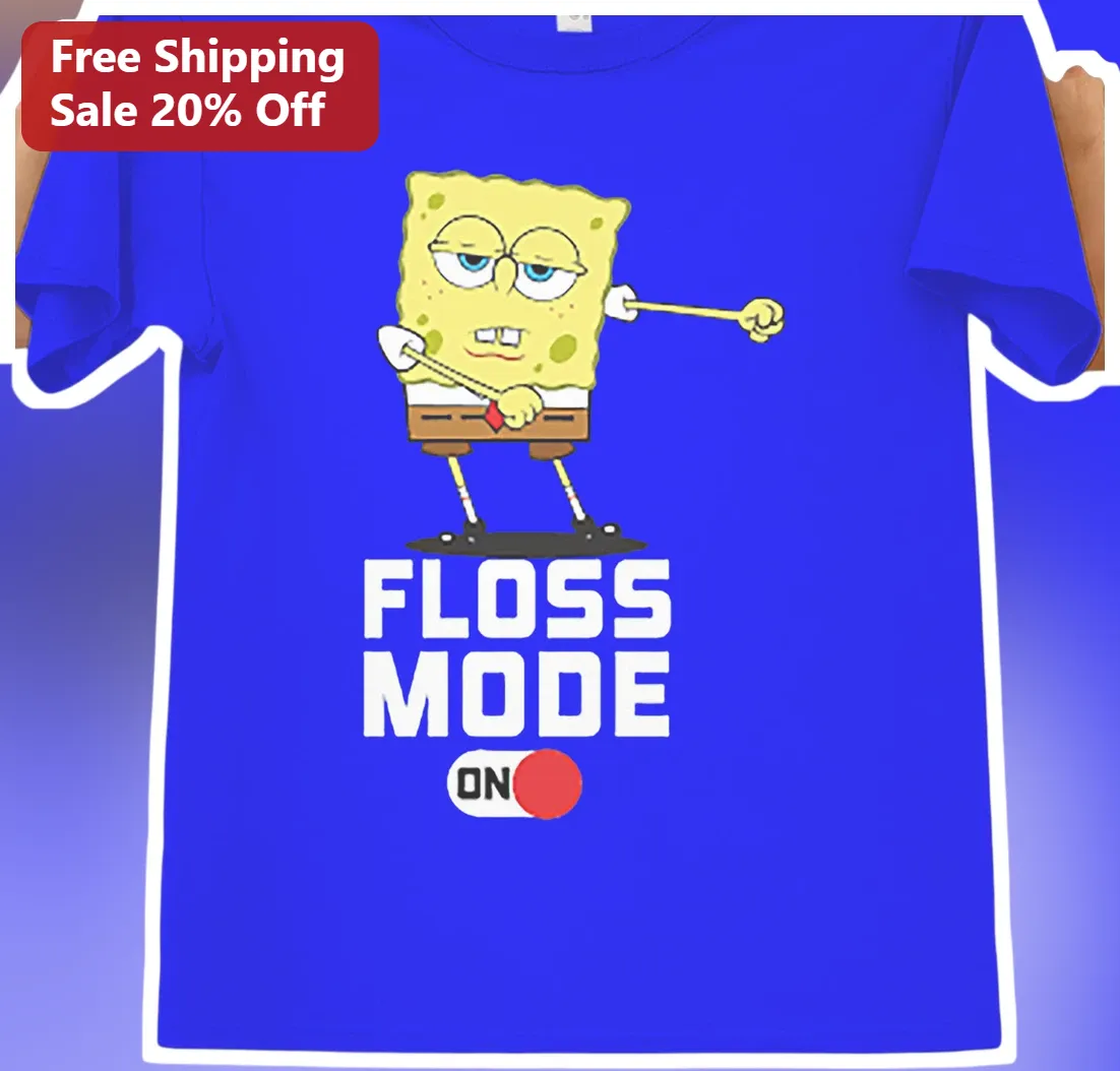 SpongeBob SquarePants Floss Mode On Graphic Tee Funny Meme Shirt for Kids Teens