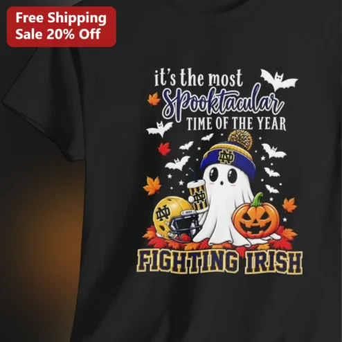 Spooktacular Time Of The Year Fighting Irish Tee, Notre Dame Ghost Halloween Shirt Gift For College Football Fans
