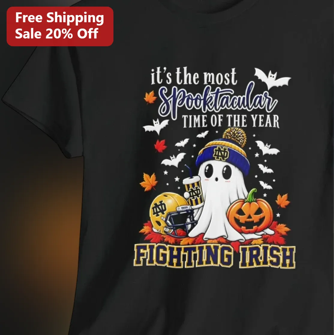 Spooktacular Time Of The Year Fighting Irish Tee, Notre Dame Ghost Halloween Shirt Gift For College Football Fans