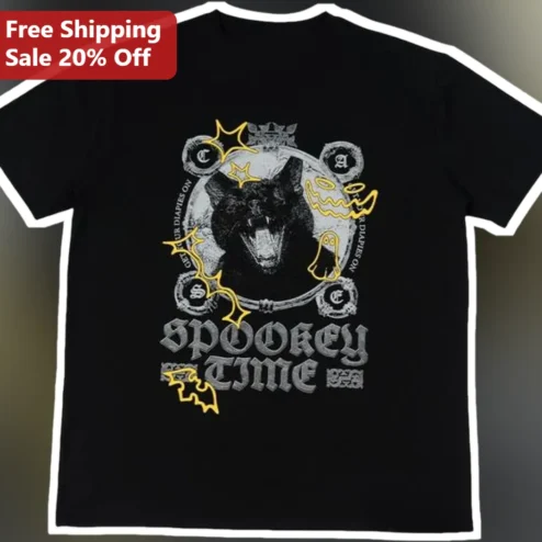 Spooky Time Tee Halloween Gothic Black Cat Graphic Shirt for Women Men
