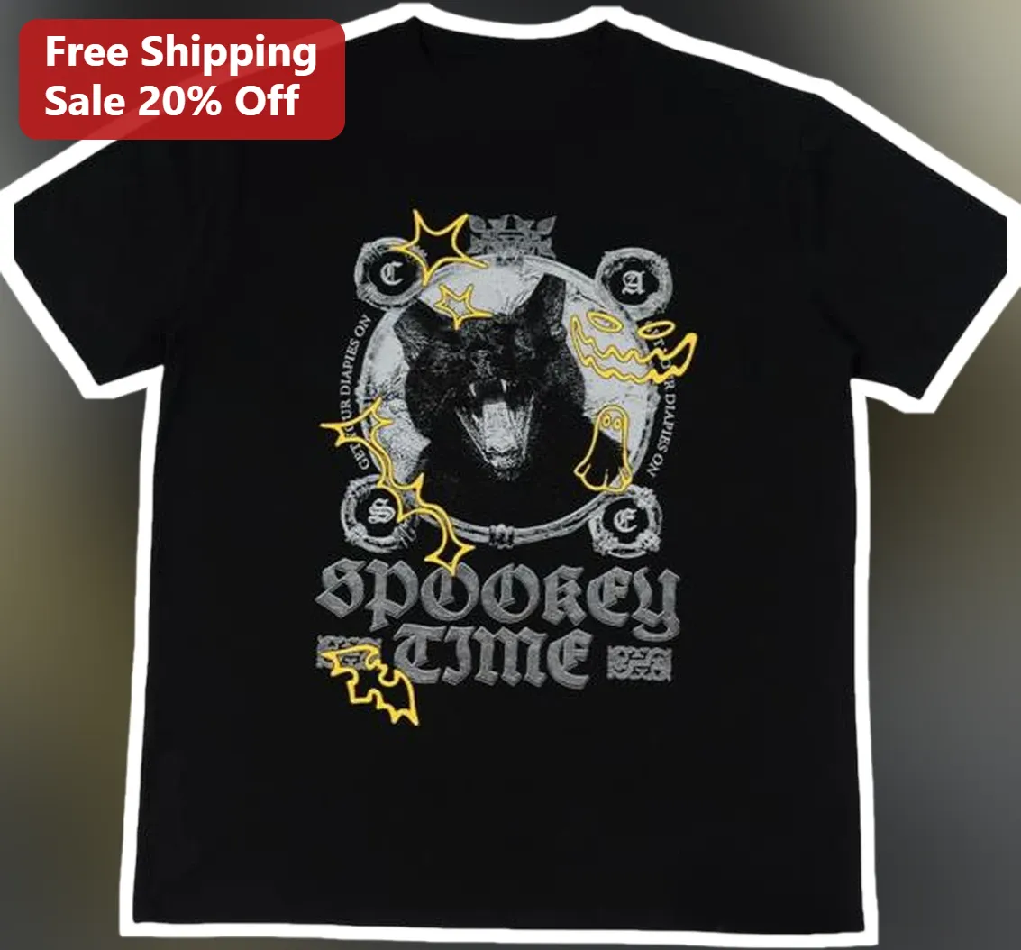 Spooky Time Tee Halloween Gothic Black Cat Graphic Shirt for Women Men
