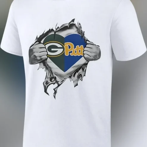 Sports Rivalry Reveal Heart Tee Green Bay Packers Inspired Fan Gift
