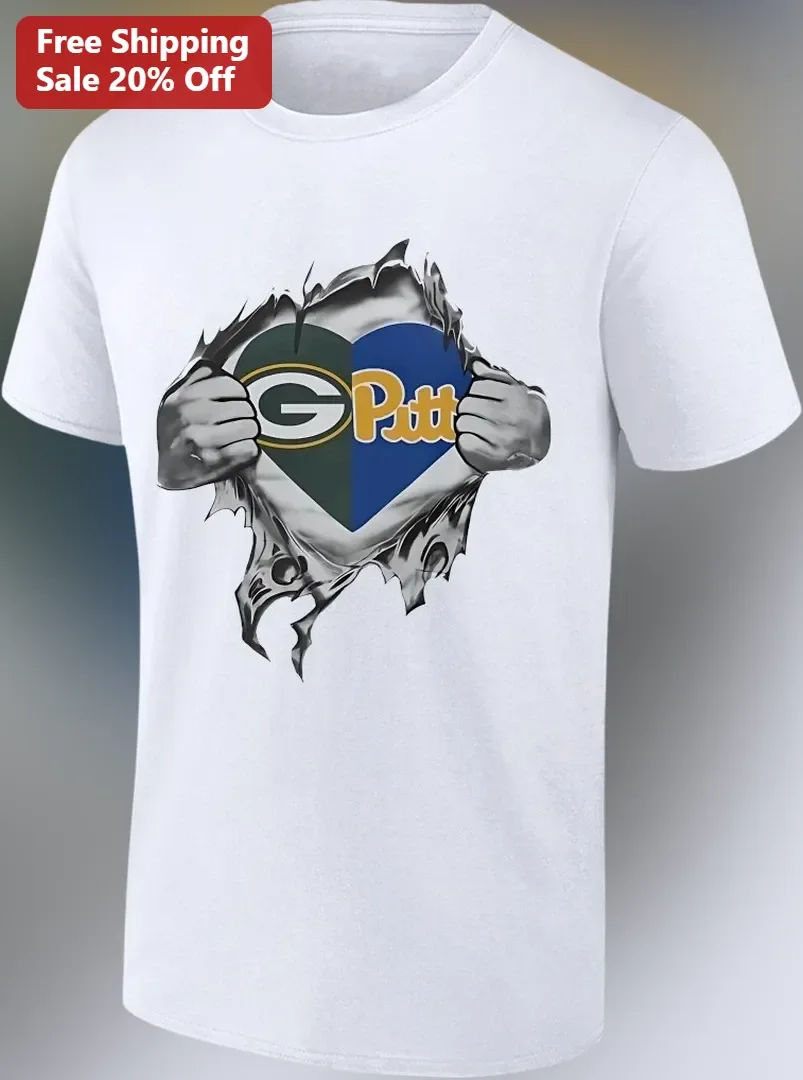Sports Rivalry Reveal Heart Tee Green Bay Packers Inspired Fan Gift