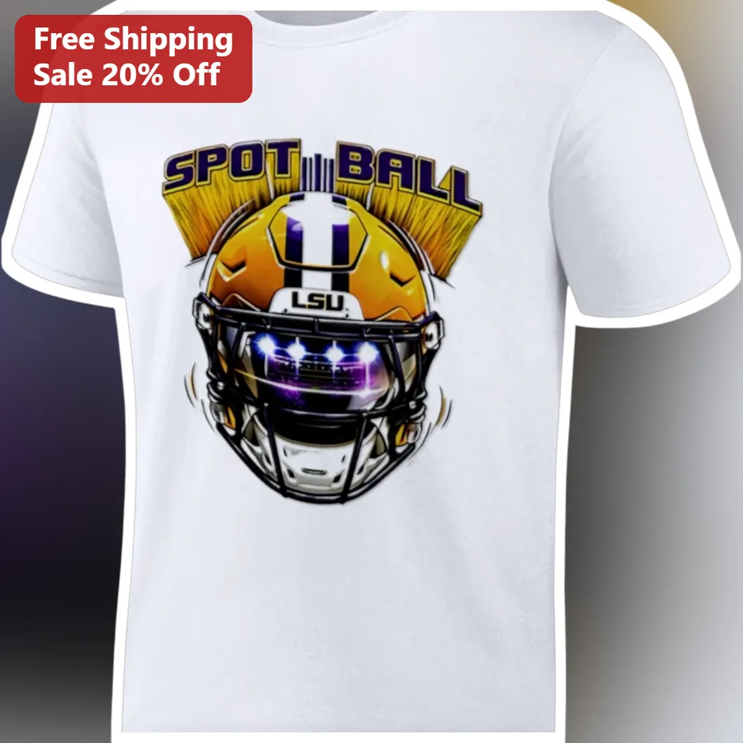 SPOT BALL LSU Tigers Football Helmet Graphic Tee College Fan Gift