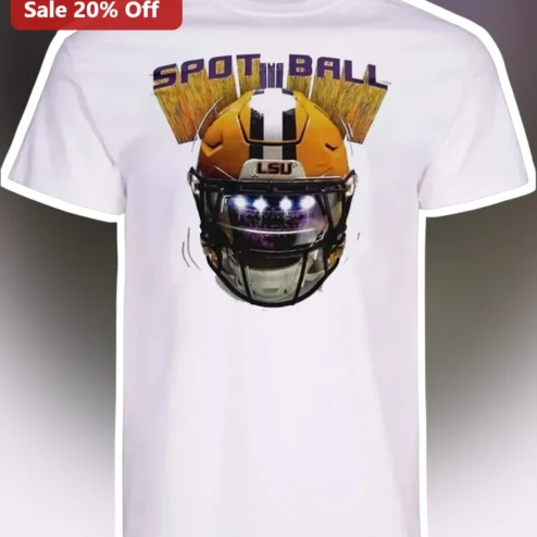 SPOT BALL LSU Tigers Football Helmet Graphic Tee for College Fans