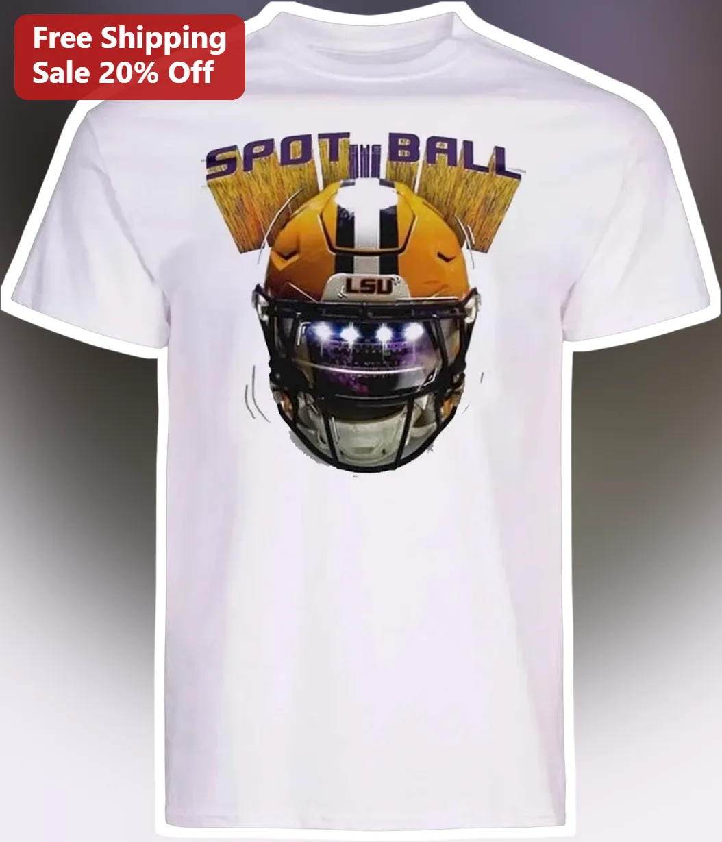 SPOT BALL LSU Tigers Football Helmet Graphic Tee for College Fans
