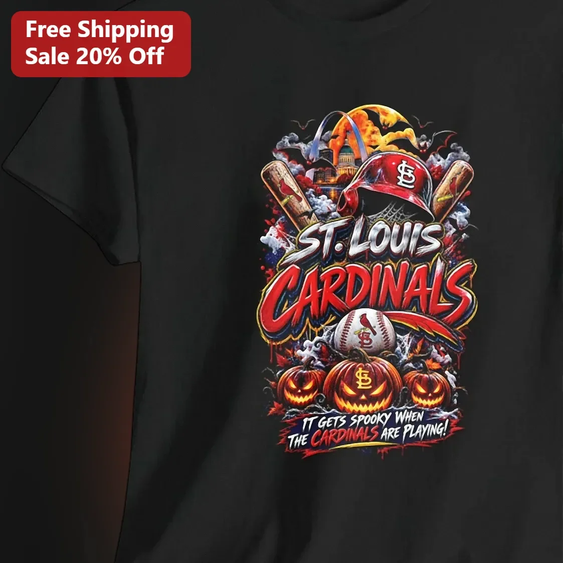 St. Louis Cardinals It Gets Spooky When The Cardinals Are Playing Halloween Tee