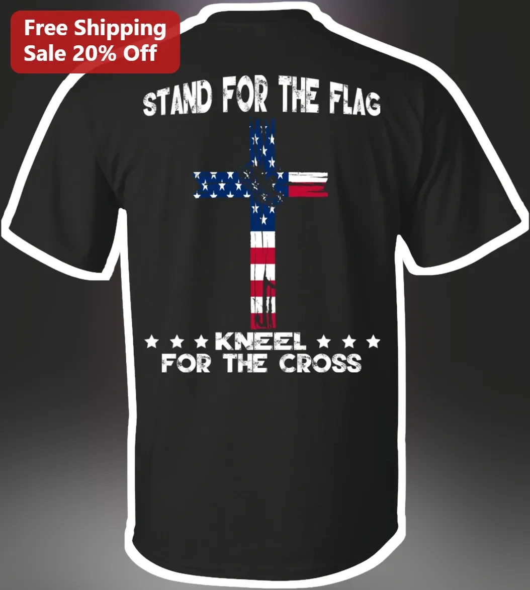 Stand For The Flag Kneel For The Cross Patriotic Christian Tee