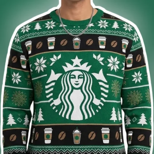 Starbucks Holiday Ugly Sweater Men Coffee Lover Christmas Knitwear Gift
