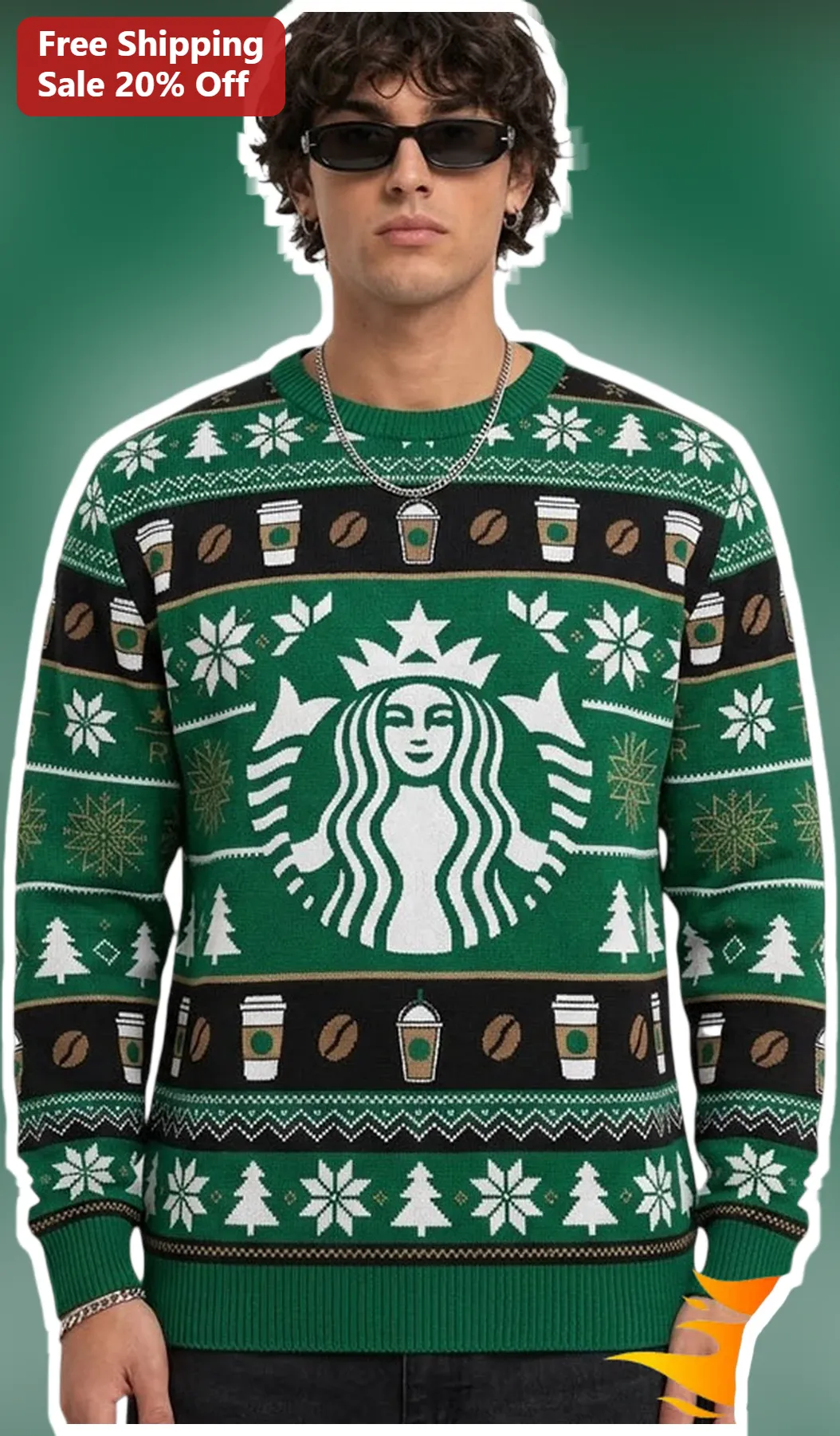 Starbucks Holiday Ugly Sweater Men Coffee Lover Christmas Knitwear Gift