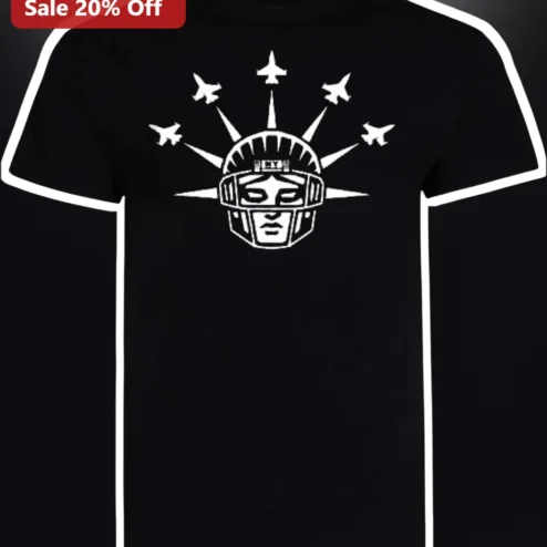 Statue of Liberty Football Helmet Graphic Tee Patriotic American Fan Apparel Gift