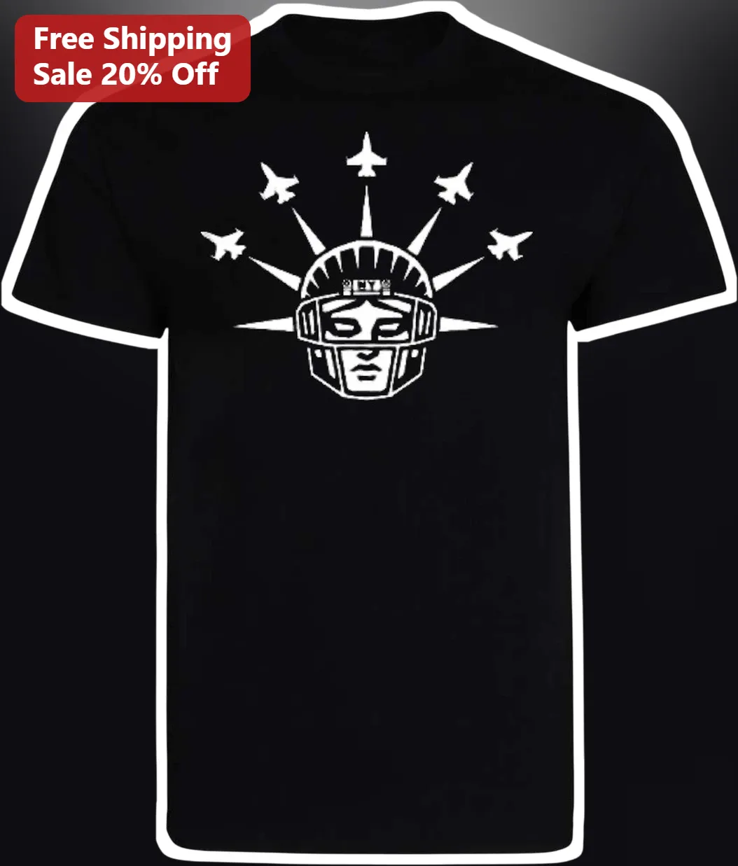 Statue of Liberty Football Helmet Graphic Tee Patriotic American Fan Apparel Gift