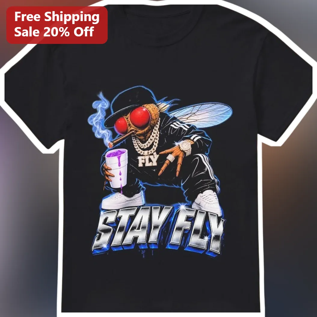 Stay Fly Hip Hop Cartoon Graphic Tee Funny Urban Streetwear Shirt